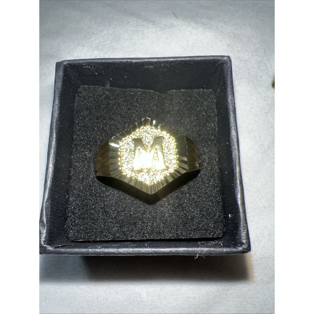 18k Gold Plated Initial "M or W" Ring Size 10 Ladies